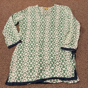 Green & White Bathing Suit Cover Up Size Large in EUC